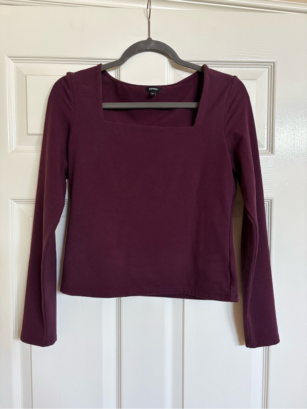 Express Square Neck Long Sleeve Top Plum Sz S